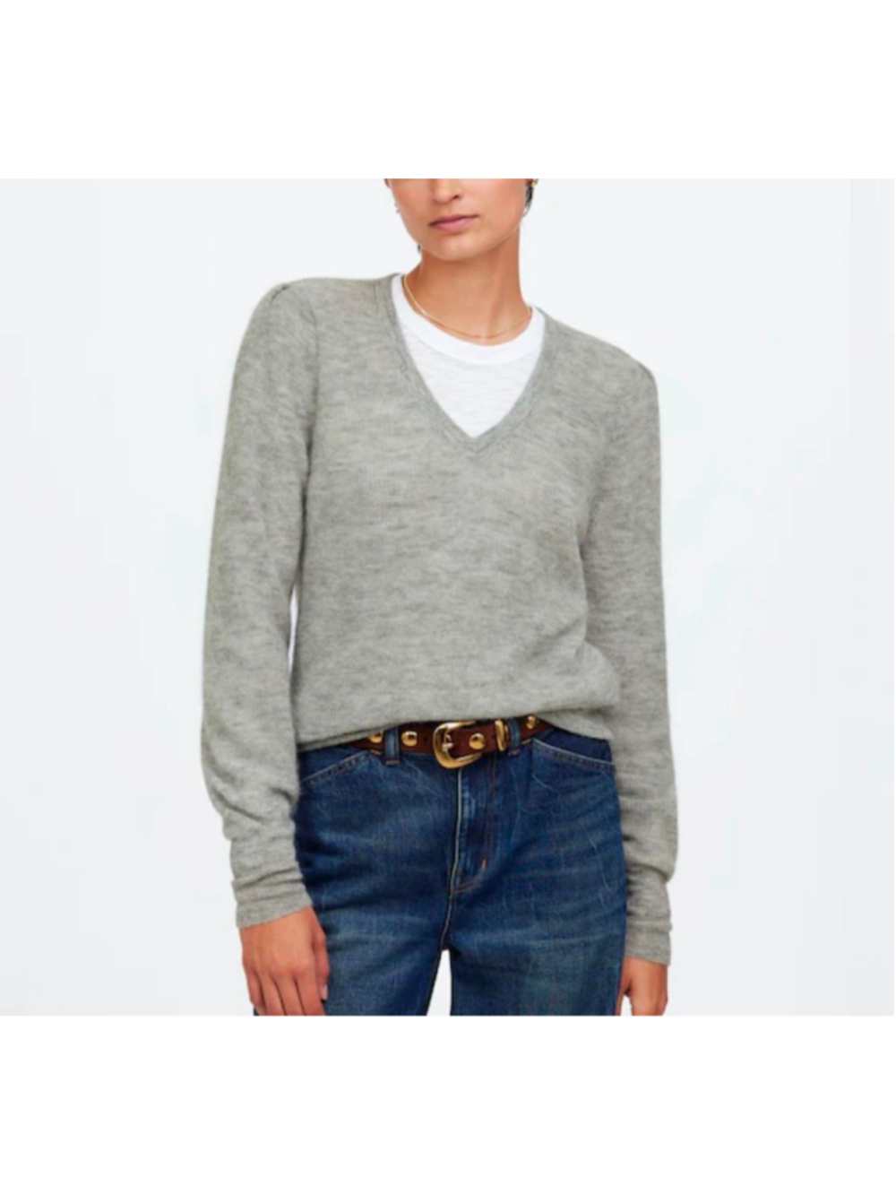 Women's Madewell Gray Alpaca Blend V-Neck Sweater XL Soft Lightweight